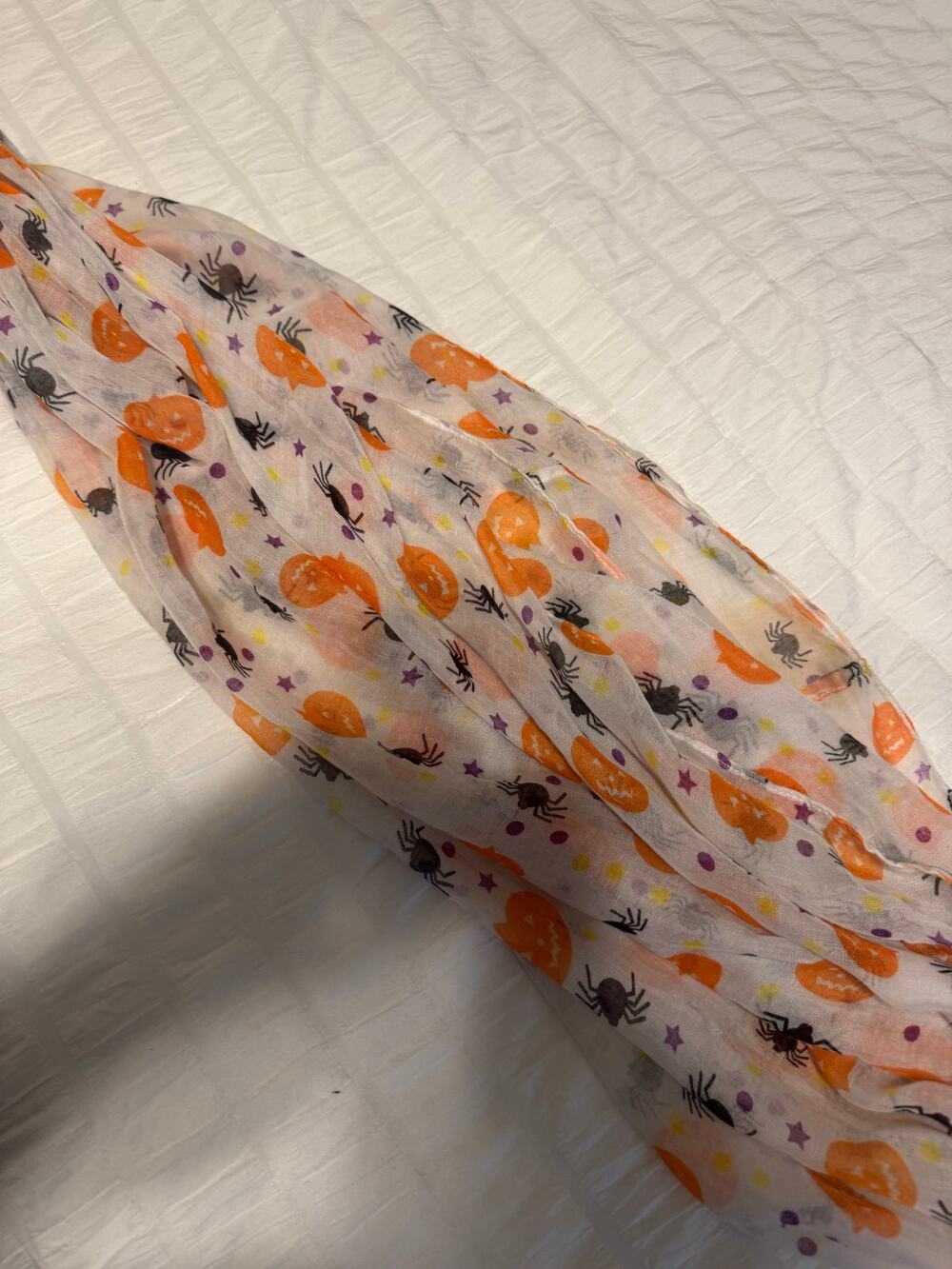 Sheer Lightweight Halloween Pumpkins, Spiders Infinity Scarf